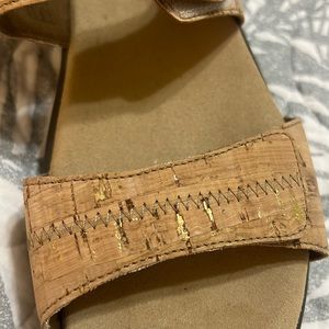 SAS Nudu cork heel strap sandal Golden flecks throughout Sandals, woman size 10